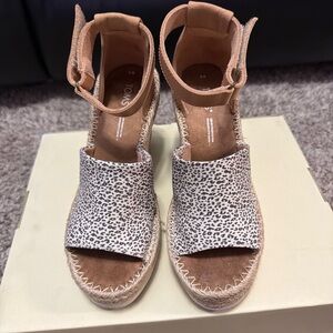 Toms Leopard-Print and Tan Espadrille Wedge Sandals